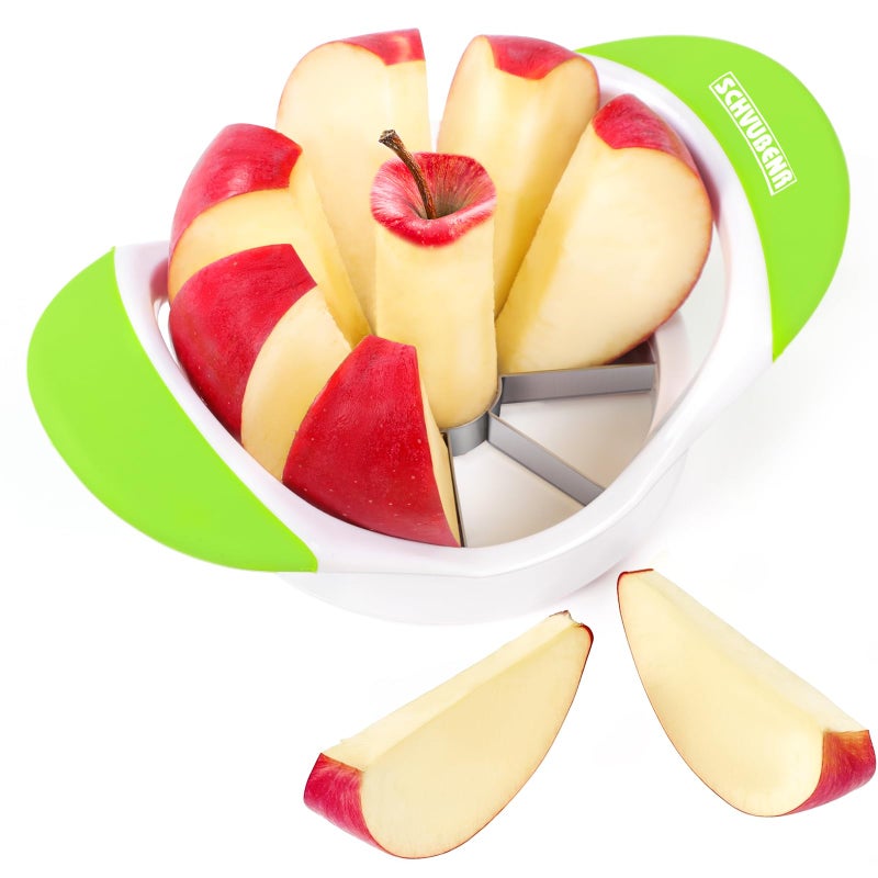SCHVUBENR 3.5 Inch Apple Slicer with 8 Sharp Blades - Professional Apple Cutter - Stainless Steel Apple Corer - Super Sharp Apple Slicer and Corer - Slice Apple with Ease(Green) - Image 1